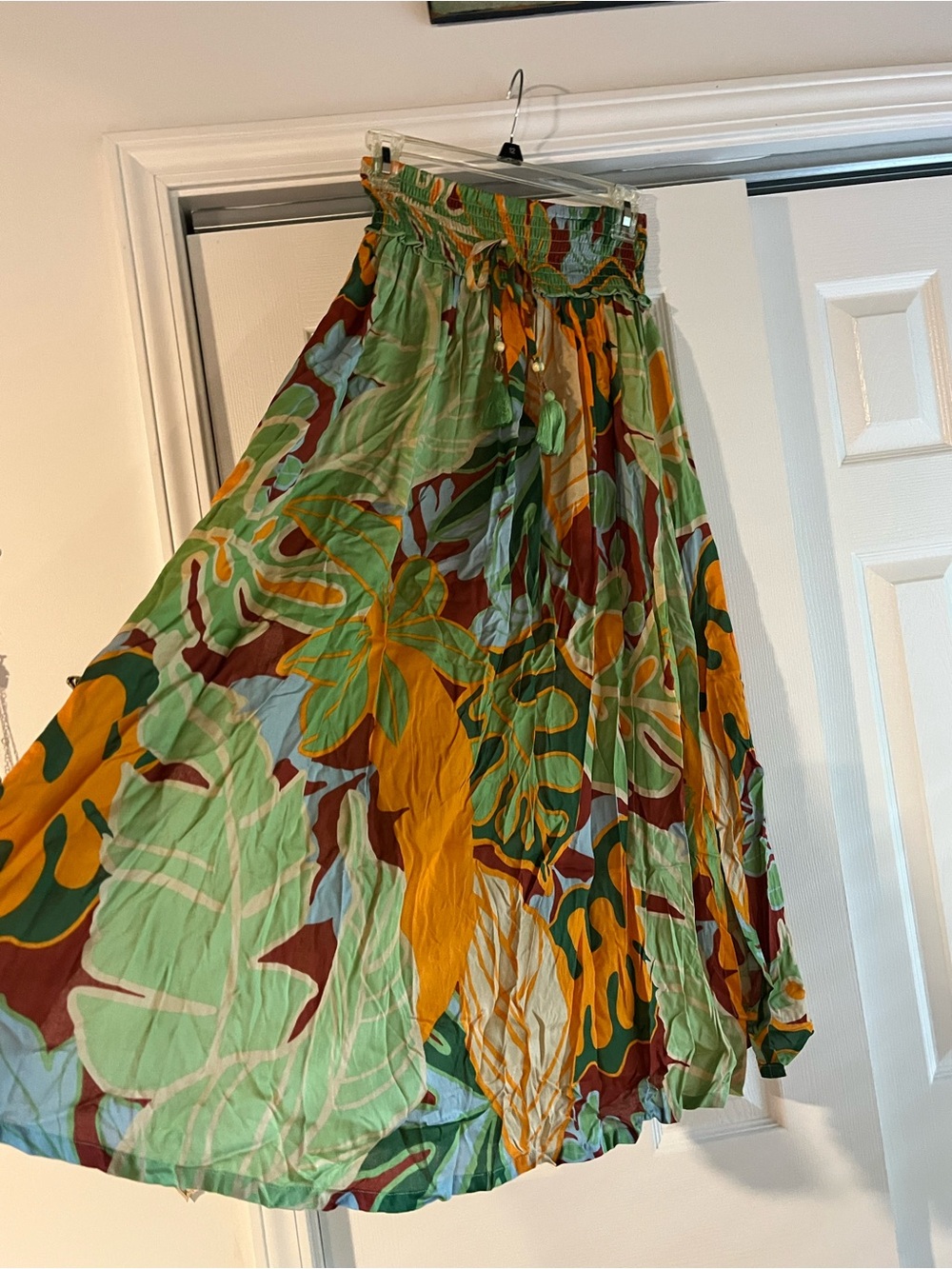 Bohemian Green Floral Maxi Skirt